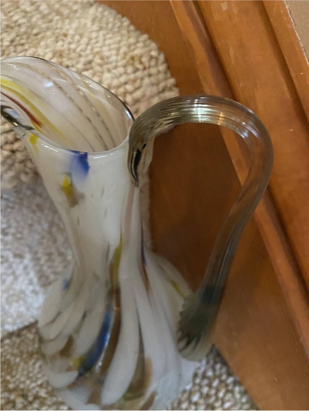 Vintage Swirled Murrhina Art Blown Glass Vase Pitcher EUC!! - Picture 3 of 10